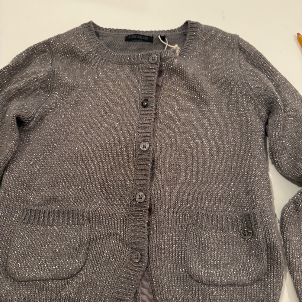 Ikks Shimmering Gray Cardigan Sweater